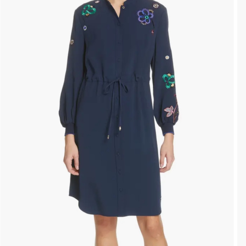 Ted Baker Blue Long Sleeve Bishop Dress